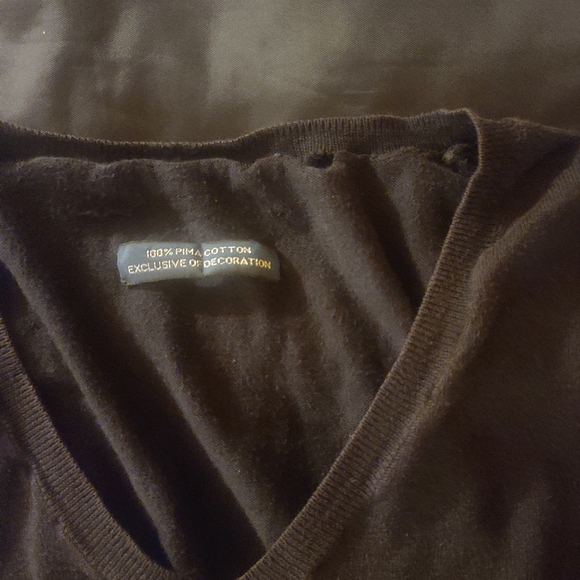 Polo by Ralph Lauren V-Neck Sweater Shirt | Black | Lightweight | Pima | Cotton - Picture 4 of 6